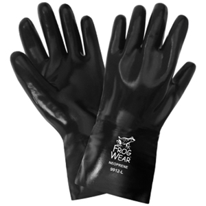 FrogWear Multi-Coated Premium Neoprene Chemical Resistant Gloves, 9912, Black, One Size