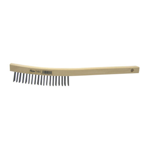 Curved Handle Scratch Brush, 44053, 14" Length, 3x19 Rows, Steel Bristles