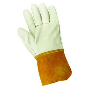 Premium Grain Cowhide Leather MIG/TIG Welding Glove, 100MTC, Beige/Gold