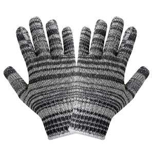 Standard Weight String Knit Cotton/Polyester Gloves, S51, Black/Gray, One Size