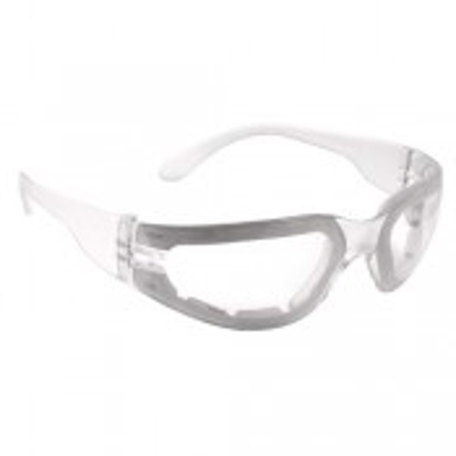 Mirage Small Foam Lined Safety Glasses, MRSF111ID, Clear Lens, Anti-Fog Coating, Clear Frame