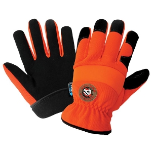 Hot Rod Spandex Mechanics Gloves w/Synthetic Leather Palms, HR3222INT, Black/Hi-Vis Orange