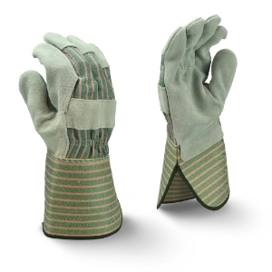 Select Shoulder Split Cowhide Leather Palm Gloves, RWG3300G, Gray/Green/Red