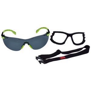 Solus 1000 Series Safety Glasses Kit, S1201SGAF-KT, Clear Lens, Anti-Fog, Black/Green Frame