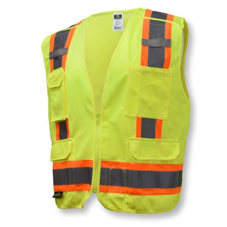 Class 2 Polyester Breakaway Surveyor Safety Vest, SV46, Hi-Vis Green, 4X-Large