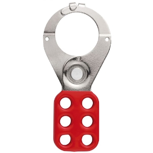 ST0802 Steel Lockout Hasps w/Tabs, 93201, Red, 1-1/2" Opening
