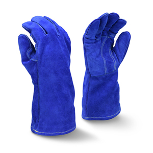 Premium Side Split Cowhide Leather Welding Gloves, RWG5410, Blue, X-Large