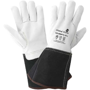 Cut & FR Resistant Premium Grain Goatskin Leather MIG/TIG Welding Gloves, CR100MTG, Black/White