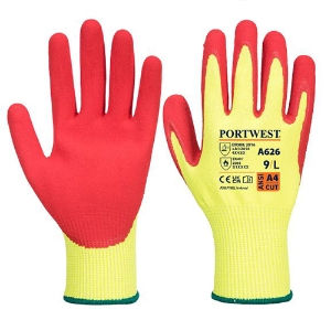 Vis-Tex HR Cut Resistant Gloves w/Nitrile Sandy Palm Coating, A626, Cut A4, Hi-Vis Yellow/Red