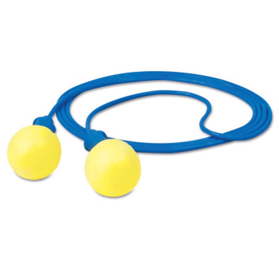 E-A-R Push-Ins Reusable Earplugs, 318-1001, Blue/Yellow, Corded, 28 dB