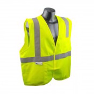 Class 2 Economy Solid Polyester Safety Vest, SV2, Hi-Vis Green