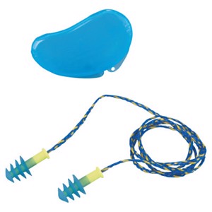 Fusion Reusable Earplugs, FUS30-HP, Blue/Yellow, Corded, 27 dB