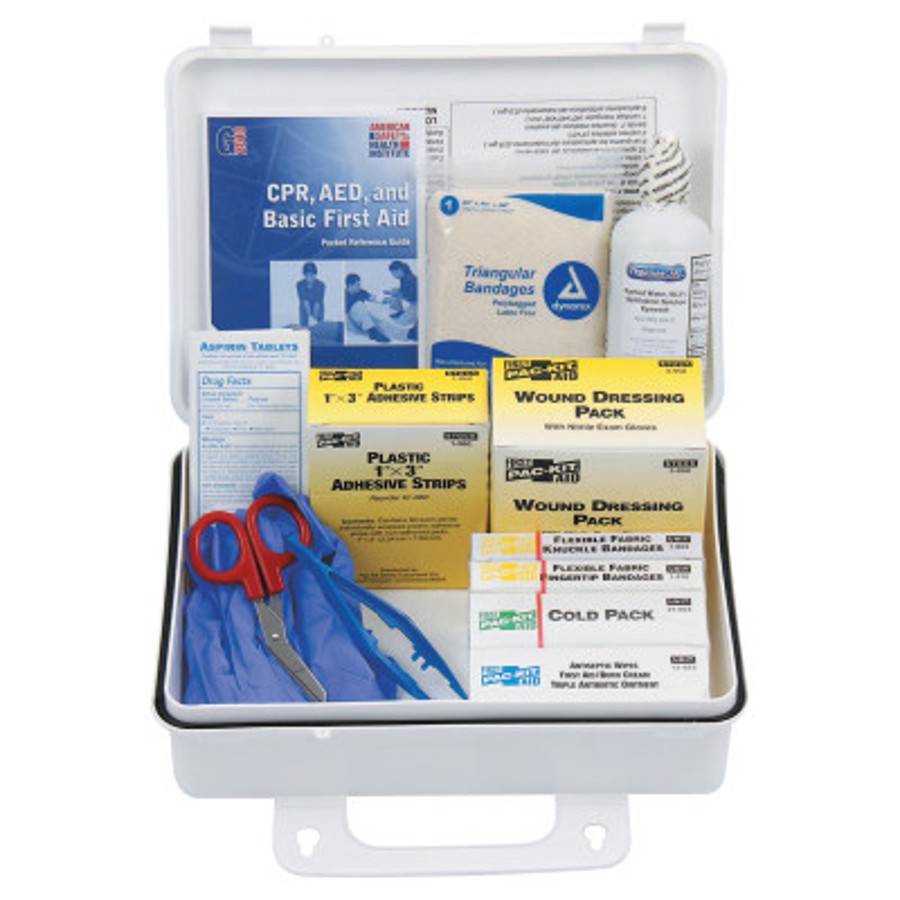25 Person ANSI Plus First Aid Kit, 6430, Weatherproof Plastic, Wall Mount