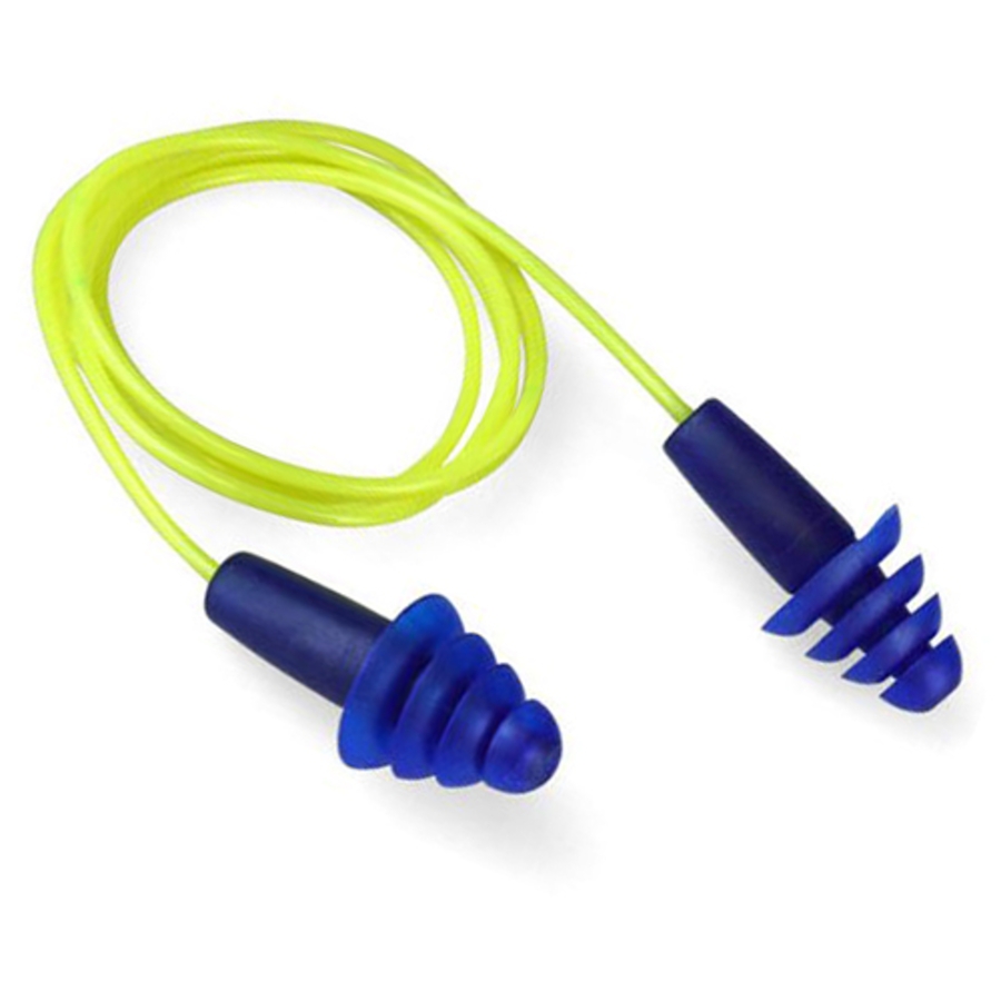 Resistor II Reusable Earplugs, FP43, Blue/Yellow, Corded, 27 dB