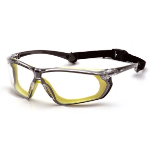 Crossovr Safety Glasses, SGL10610DT, Clear Lens, Anti-Fog Coating, Gray/Lime Frame