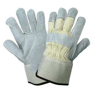 Economy Split Cowhide Leather Palm Gloves, 2300WC, Gray/Natural, X-Large