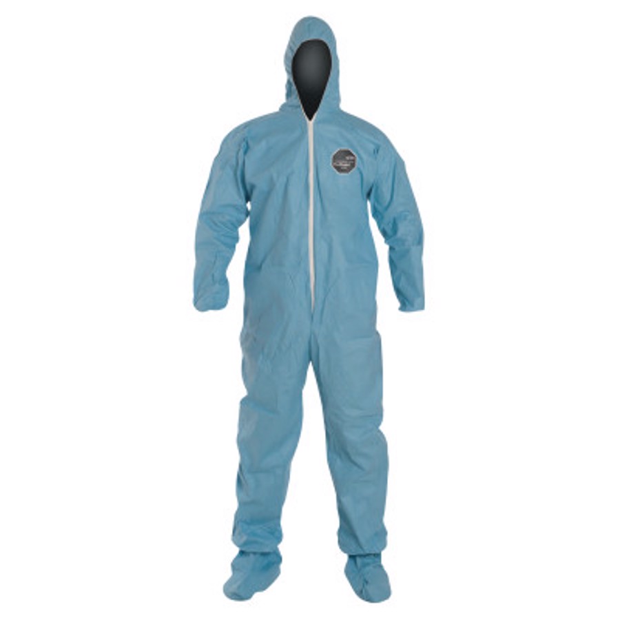 ProShield 6 SFR Disposable Coveralls w/Hood, Socks & Elastic Ankles/Wrists, TM127S, Blue