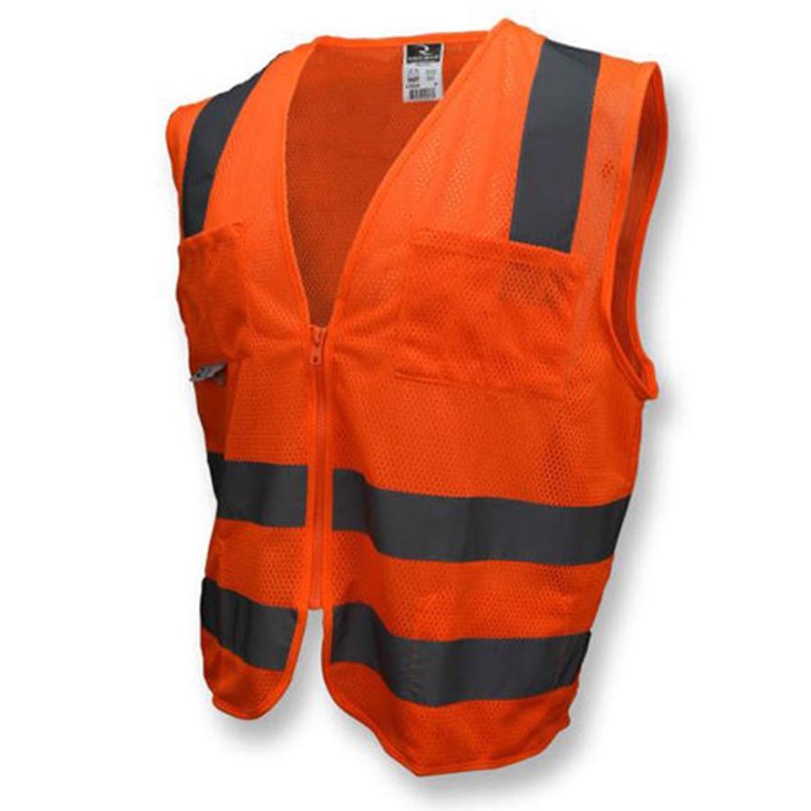 Class 2 Standard Polyester Mesh Vest, SV8, Hi-Vis Orange, 3X-Large