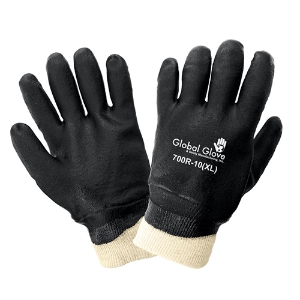 Double-Coated PVC Chemical Resistant Gloves, 700R, Black, X-Large