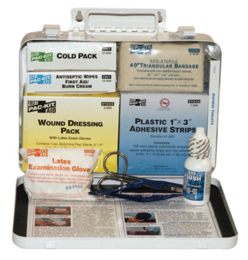 25 Person Vehicle First Aid Kit, 6420, Weatherproof Steel, Wall Mount