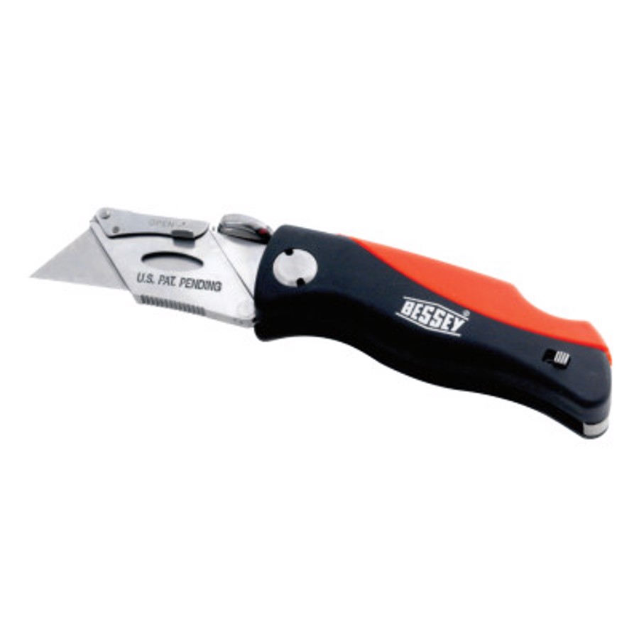 BKPH Lock-Back Utility Knife, 6-1/4 in L, Utility Steel Blade, ABS, Red/Black