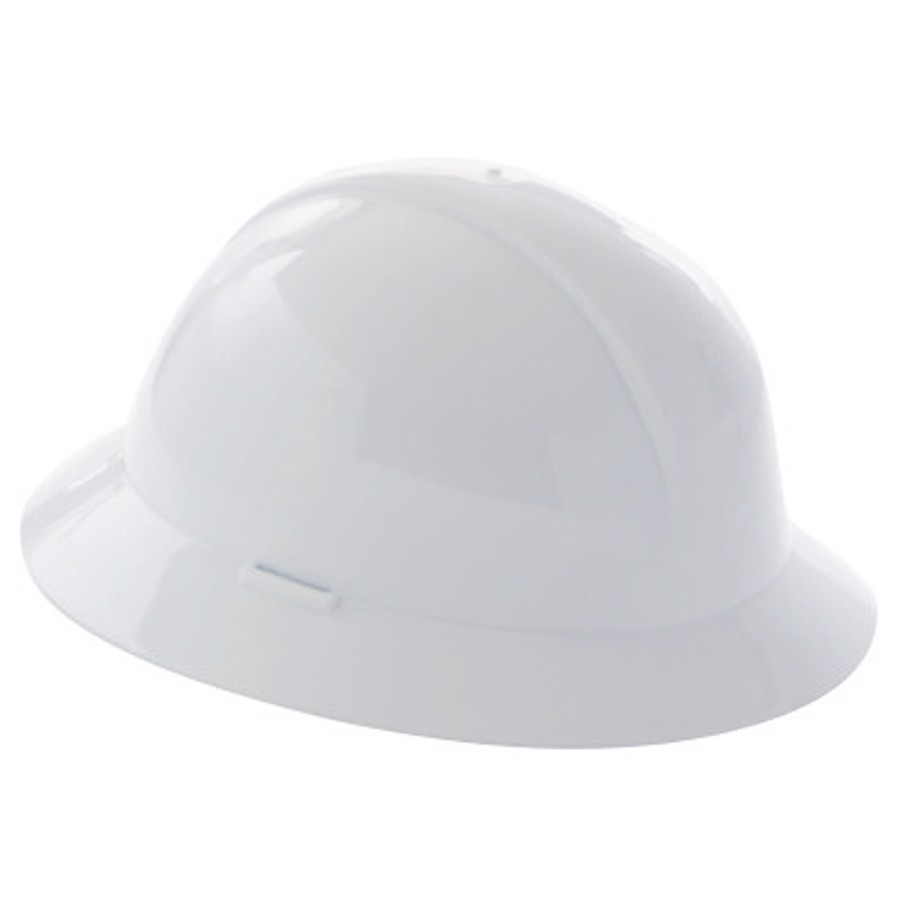 A119R Full Brim Hard Hat, A119R010000, Non-Vented, 6-Point Ratchet Suspension, White