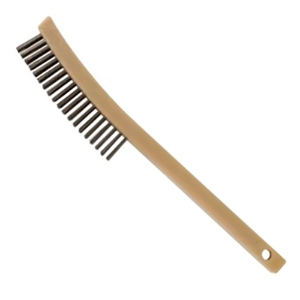 Curved Handle Scratch Brush, 85014, 13-3/4" Length, 3x19 Rows, Stainless Steel Bristles