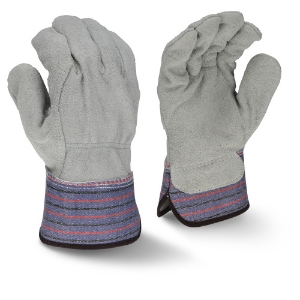 Full Regular Shoulder Split Cowhide Leather Palm Gloves, RWG3206, Black/Blue/Gray/Red, Large