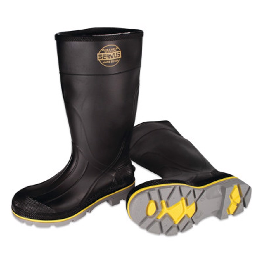 15" XTP Knee Boots w/Steel Toes, Black/Gray/Yellow