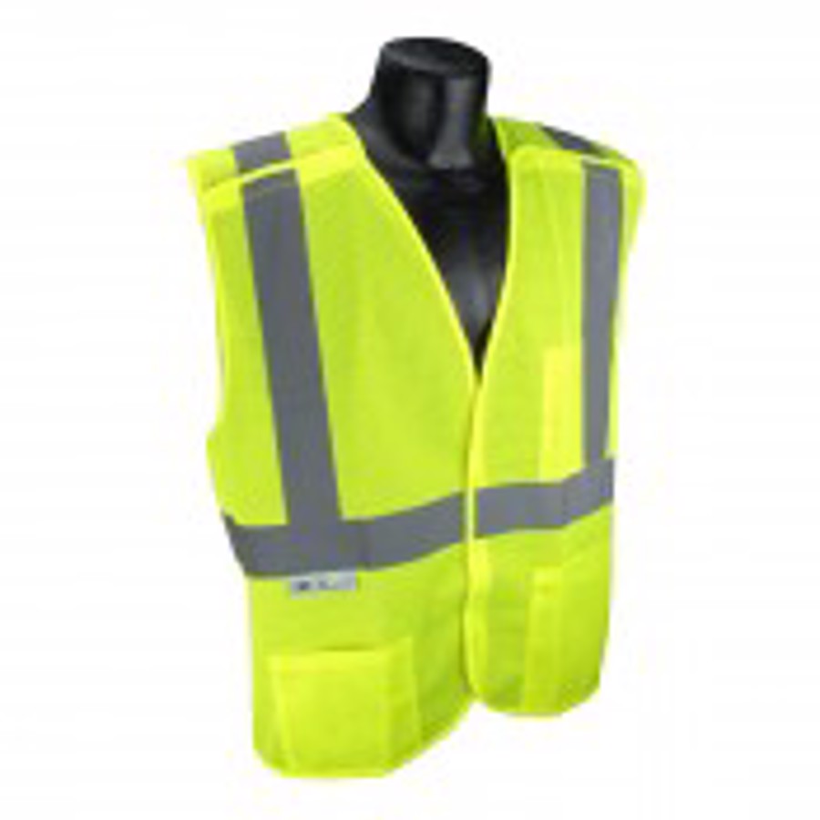 Class 2 Economy Polyester Mesh Breakaway X-Back Safety Vest, SV4X, Hi-Vis Green, 2X-Large