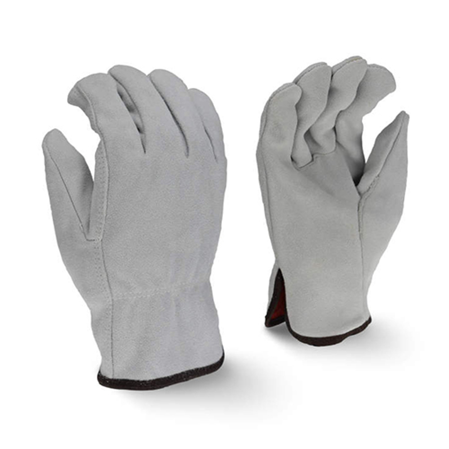 Standard Cowhide Leather Drivers Gloves w/Fleece Lining, RWG4025, Gray