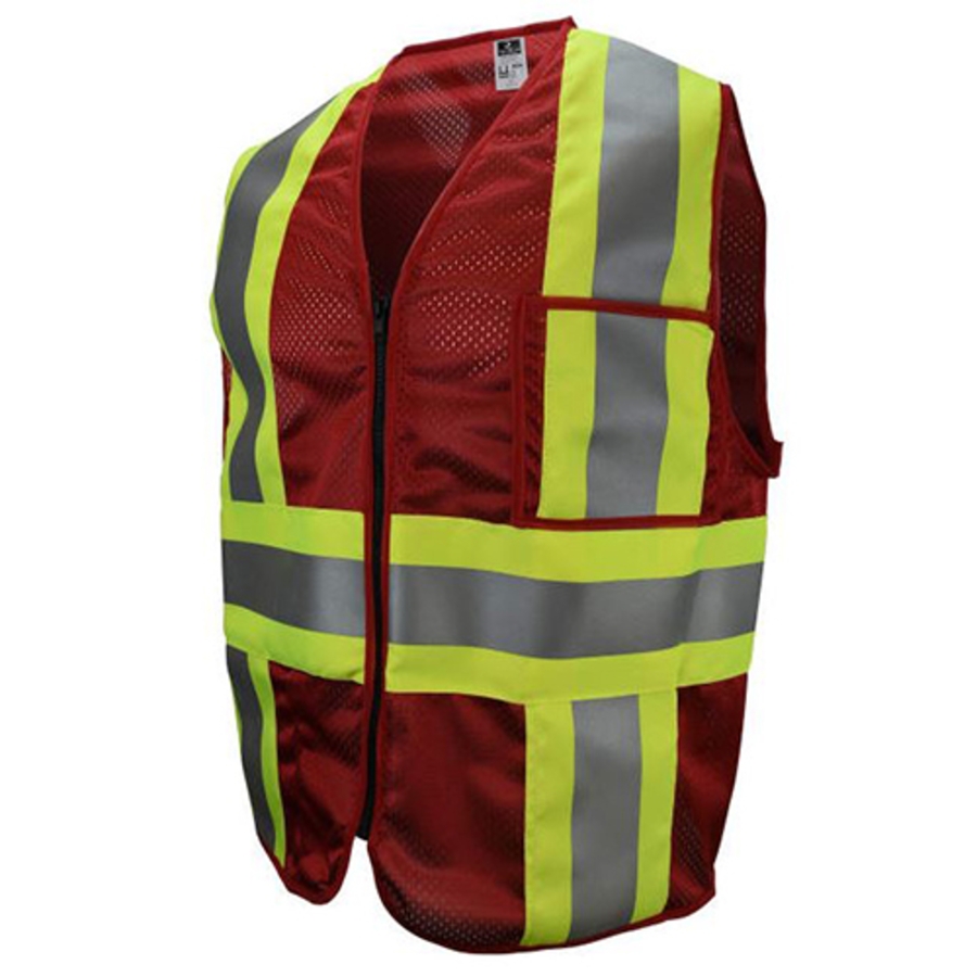 Class 1 Economy Polyester Mesh Safety Vest, CSV22, Red, X-Large