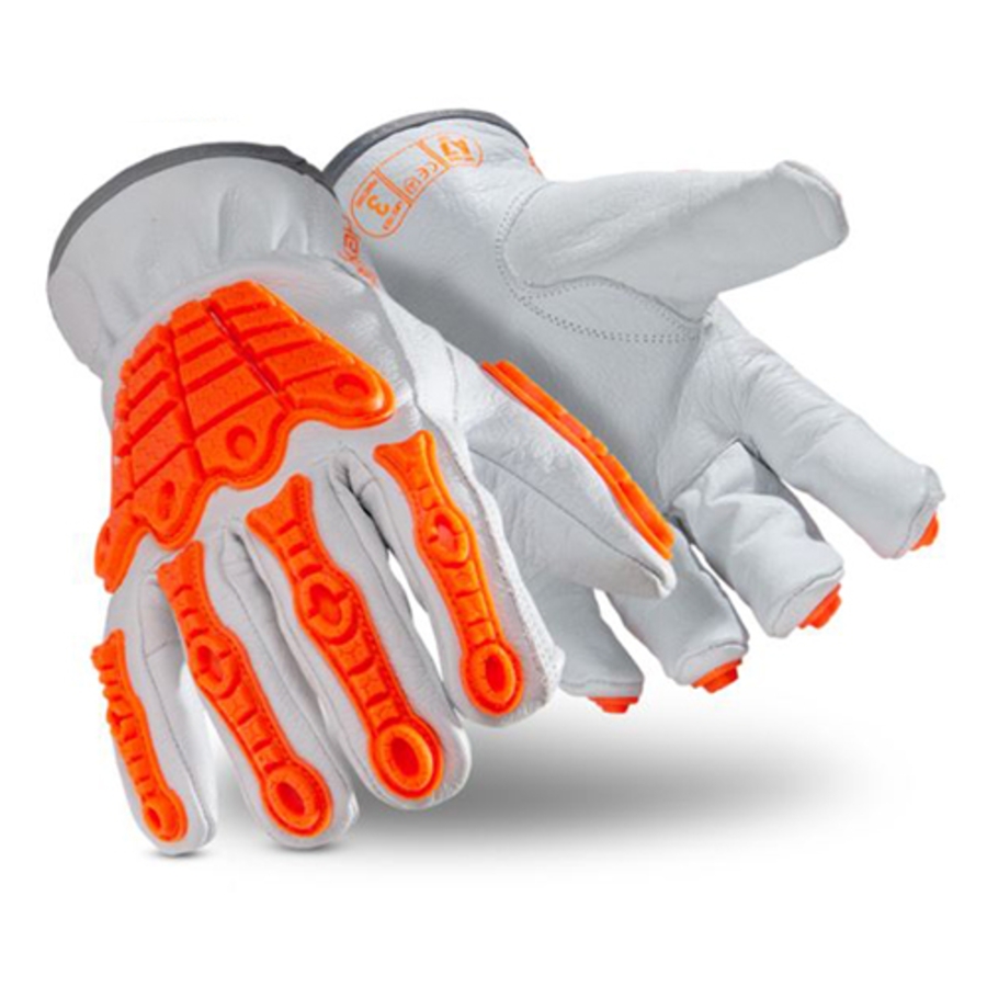 Chrome SLT Buffalo Skin Leather Impact & Cut Resistant Gloves, 4067, Gray/Hi-Vis Orange
