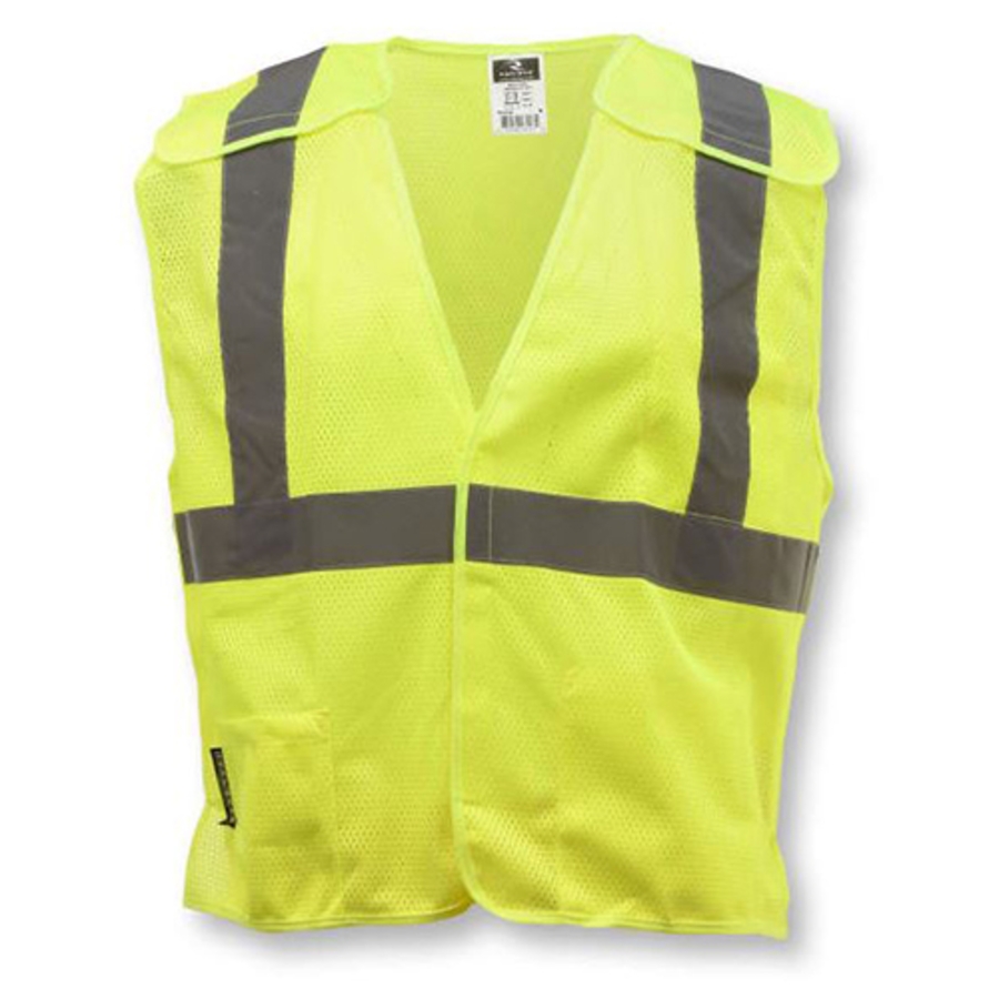 Class 2 Economy Polyester Mesh Breakaway Safety Vest, SV4, Hi-Vis Green, 4X-Large