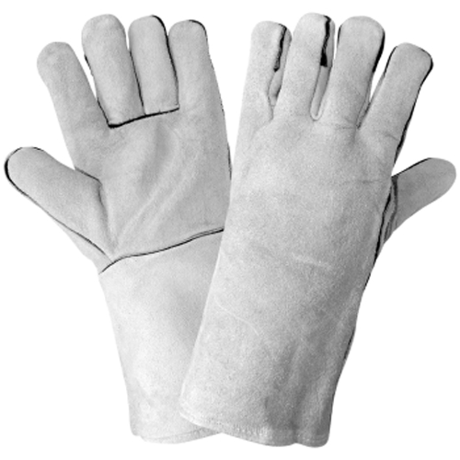 Economy Grade Split Cowhide Leather Welding Gloves, 1200GE, Gray, One Size