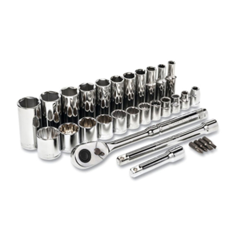 30 Piece SAE Mechanics Tool Set, CSWS8C, 3/8 in Drive, 6 and 12 Point