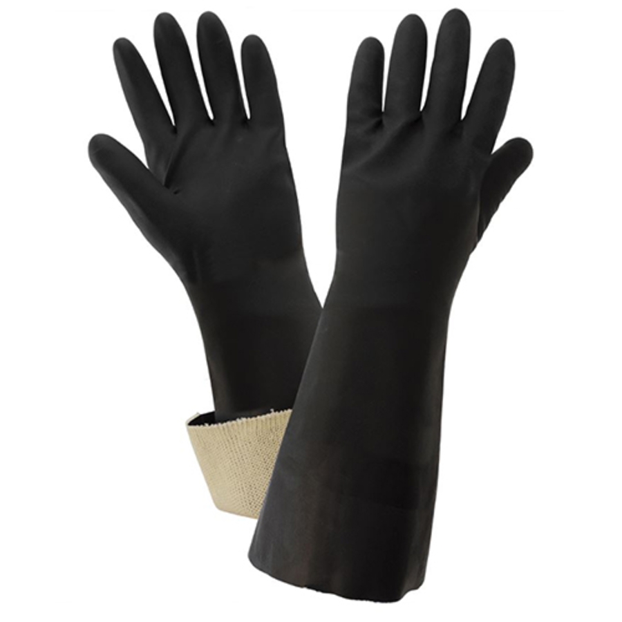 FrogWear Neoprene Coated Chemical Resistant Gloves, 245CT, Black, One Size