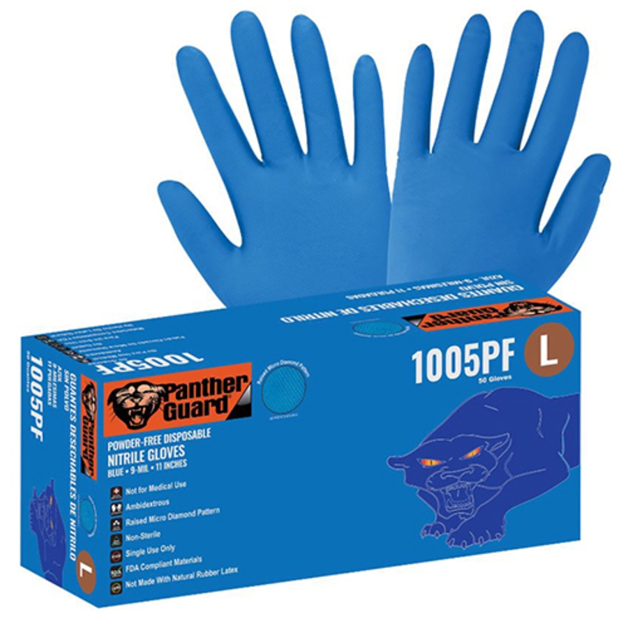 Panther-Guard Powder-Free Disposable Nitrile Glove, 1005PF, Blue