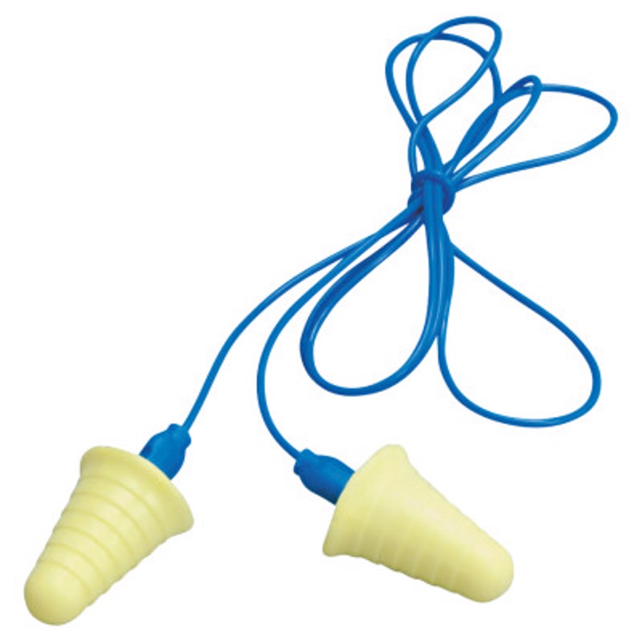 E-A-R Push-Ins Reusable Earplugs, 318-1009, Blue/Yellow, Corded, 30 dB