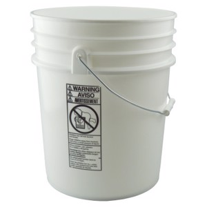 Plastic Bucket w/Lid, 1141T05, White, 5 Gal