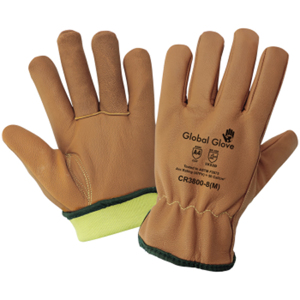 Grain Goatskin Leather Cut Resistant Gloves, CR3800, Cut A5, Brown