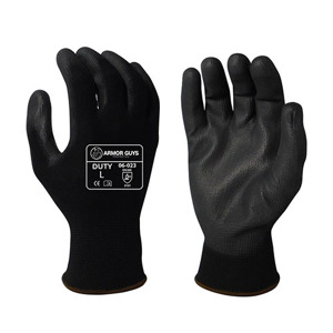 Polyester Gloves w/Polyurethane Palm Coating, 06-023, Black