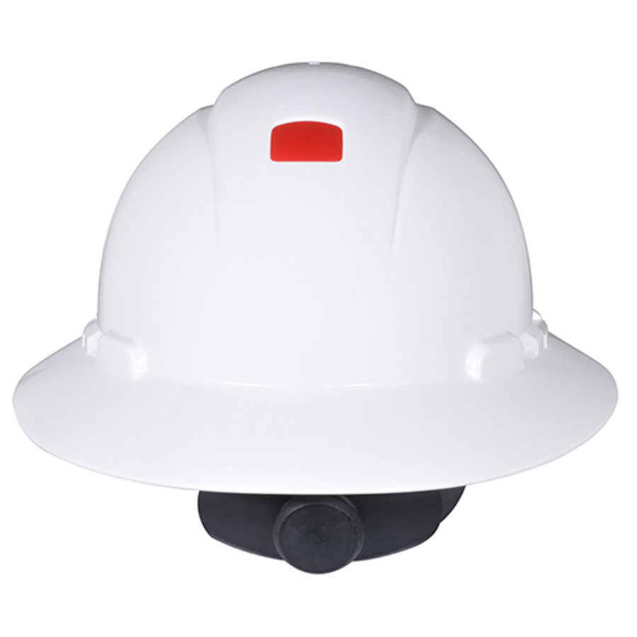 3M Full Brim Hard Hat w/UVicator, H-801R-UV, Non-Vented, 4-Point Ratchet Suspension, White