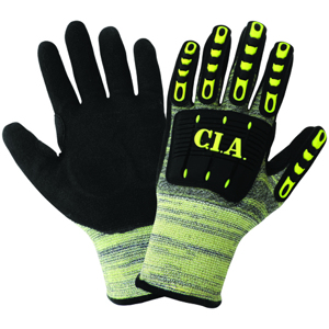 Vise Gripster C.I.A. Aralene Cut & Impact Resistant Gloves w/Nitrile Palm Coating, CIA609MF, Cut A5, Black/Yellow