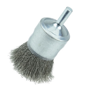Coated Cup Crimped Wire End Brush, 11016, 1" Diameter, 0.006" Stainless Steel Fill