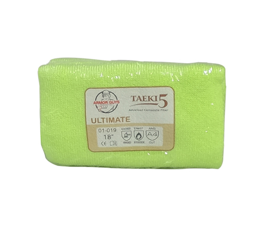 1-Ply Taeki5 Cut Resistant Sleeve w/Vending Packaging, 01-019V, Hi-Vis Green, 18"