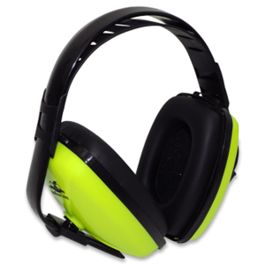 Bullhead Safety Economy Headband Earmuffs, HP-M1, Black/Hi-Vis Green, 23 dB