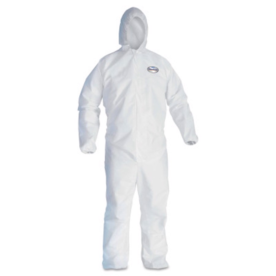 KleenGuard A30 Coveralls w/Boots, Hood & Elastic Wrists, White, 2X-Large