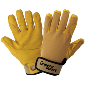 Gripster Sport Spandex Climbing Gloves w/Premium Goatskin Leather Palms, SG5308, Black/Yellow