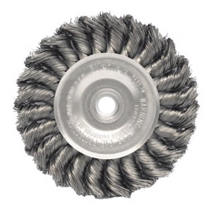 Standard Twist Knot Wire Wheel, 08044, 4" Diameter, 0.014" Steel Fill, 1/2"-3/8" Arbor